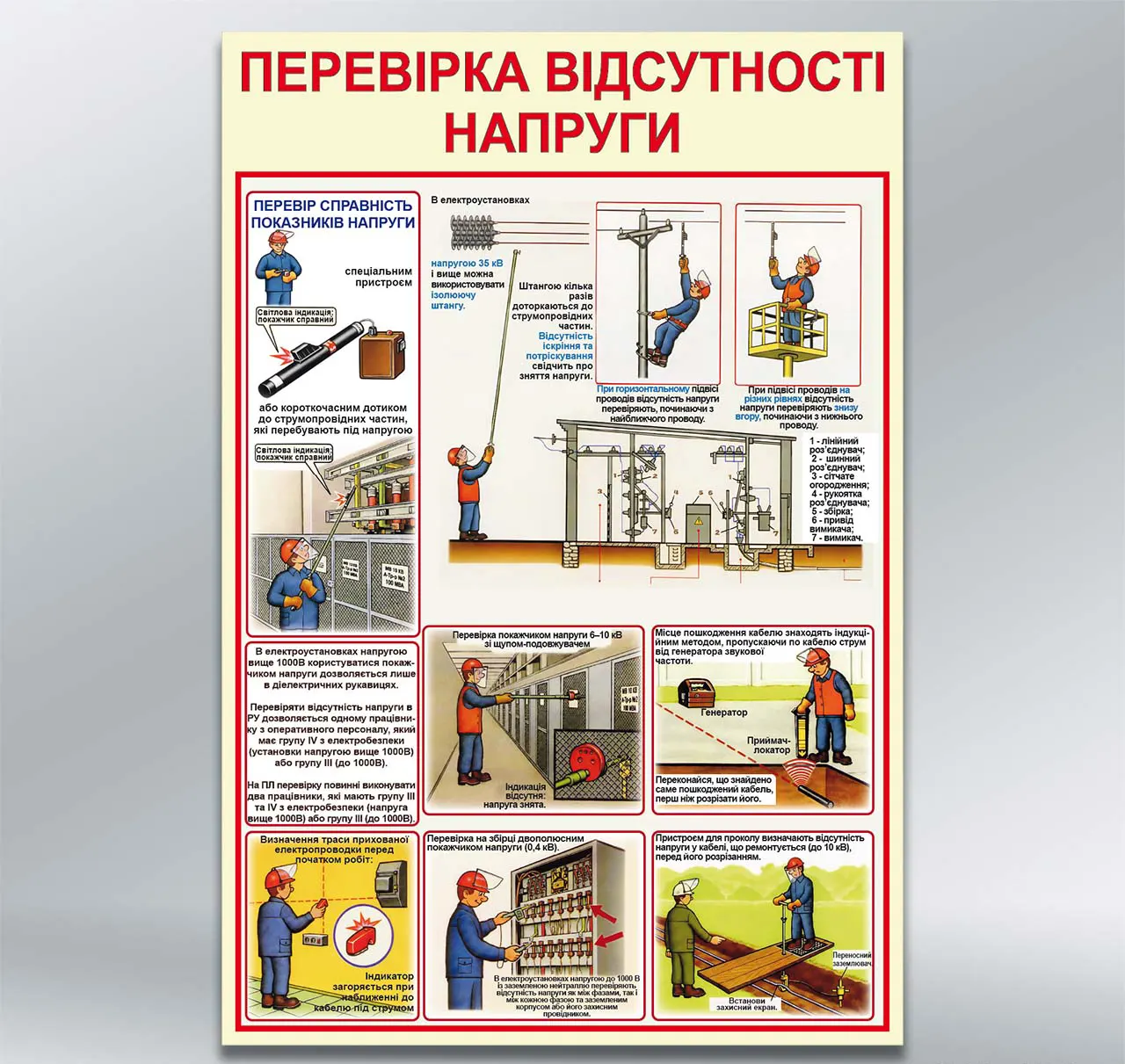 Стенд Перевірка відсутності напруги 410х610 мм ПВХ 3 мм з лам